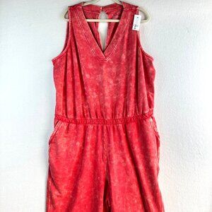 NWT LIVI by Lane Bryant Jumpsuit Womens Size 22/24 3X Red Pink Tie Dye Casual